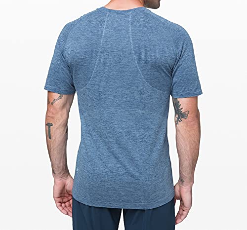 LULULEMON Men's Metal Vent Tech Short Sleeve Crew 2.0 T-Shirt (Midnight Shadow/Tempest Blue, L)