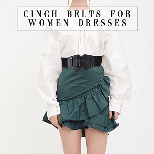 Geyoga Women Wide Belt for Dresses Women Dress Belt Stretchy Cinch Belt Corset Belt Retro Chunky Buckle Belts (Black, Camel)