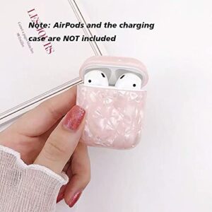 ZHIRUAN Airpods Case Earbuds Case Protective Cover Skin with Pearl Keychain Airpods Accessories Compatible with AirPods Charging Case 2 & 1 (Pink)