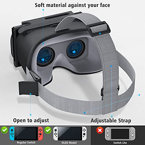 Switch VR Headset Compatible with Nintendo Switch & OLED, Upgraded with Adjustable HD Lenses, Virtual Reality Glasses for Original Nintendo Switch & Switch OLED Model, Switch VR Kit, Switch 3D Goggles