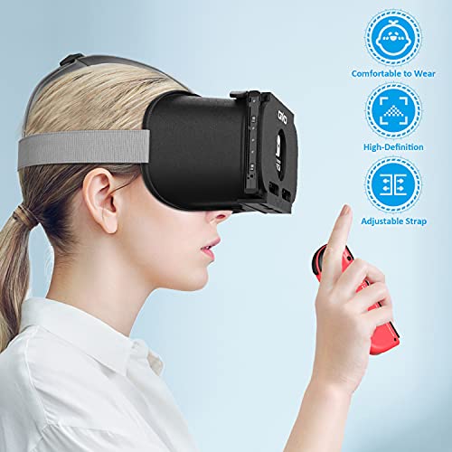 Switch VR Headset Compatible with Nintendo Switch & OLED, Upgraded with Adjustable HD Lenses, Virtual Reality Glasses for Original Nintendo Switch & Switch OLED Model, Switch VR Kit, Switch 3D Goggles