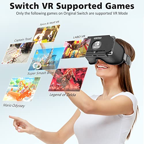 Switch VR Headset Compatible with Nintendo Switch & OLED, Upgraded with Adjustable HD Lenses, Virtual Reality Glasses for Original Nintendo Switch & Switch OLED Model, Switch VR Kit, Switch 3D Goggles