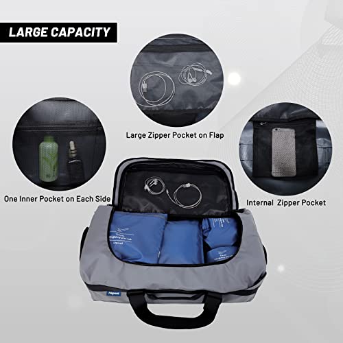 Nepest 60L Large Gym Duffle Bag for Men Travel Weekender Duffel Backpack Bags with Detachable Back Pack Straps for Traveling Overnight Camping Climb Sports, Heavy Duty and Water Resistant (Gray)