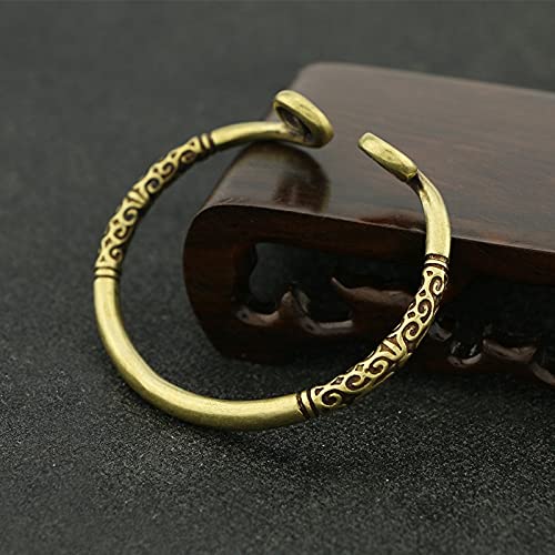 ZGPTX Handmade Pure Copper Chinese Super Hero Monkey King Hoop Bangle Antique Brass Sun Wu Kong Bracelet for Women Men Fashion Jewelry