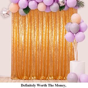 Partisout Sequin Curtain Backdrop 8ftx10ft Sequin Backdrop Sequence Backdrop Party Glitter Backdrop Sparkle Backdrop Wedding Photo Backdrop and Shimmer Backdrop (8ftx10ft, Gold)