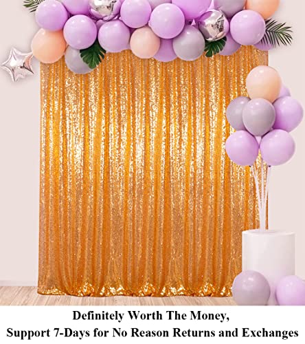 Partisout Sequin Curtain Backdrop 8ftx10ft Sequin Backdrop Sequence Backdrop Party Glitter Backdrop Sparkle Backdrop Wedding Photo Backdrop and Shimmer Backdrop (8ftx10ft, Gold)