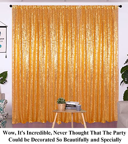 Partisout Sequin Curtain Backdrop 8ftx10ft Sequin Backdrop Sequence Backdrop Party Glitter Backdrop Sparkle Backdrop Wedding Photo Backdrop and Shimmer Backdrop (8ftx10ft, Gold)