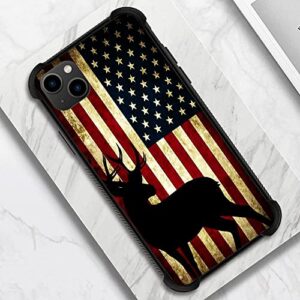 Hensuske Case Compatible with iPhone 13 Mini,American Flag Buck 13 Mini Cases for Boys Men,Fashion Patterns Non-Slip Shock Absorption Soft TPU Bumper Cover Case Compatible with iPhone 13 Mini 5.4 inch