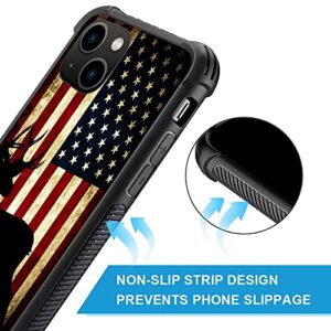 Hensuske Case Compatible with iPhone 13 Mini,American Flag Buck 13 Mini Cases for Boys Men,Fashion Patterns Non-Slip Shock Absorption Soft TPU Bumper Cover Case Compatible with iPhone 13 Mini 5.4 inch