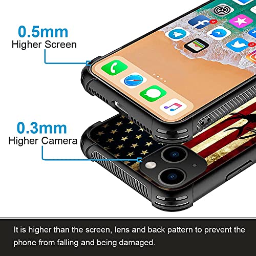 Hensuske Case Compatible with iPhone 13 Mini,American Flag Buck 13 Mini Cases for Boys Men,Fashion Patterns Non-Slip Shock Absorption Soft TPU Bumper Cover Case Compatible with iPhone 13 Mini 5.4 inch