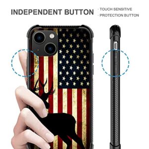 Hensuske Case Compatible with iPhone 13 Mini,American Flag Buck 13 Mini Cases for Boys Men,Fashion Patterns Non-Slip Shock Absorption Soft TPU Bumper Cover Case Compatible with iPhone 13 Mini 5.4 inch