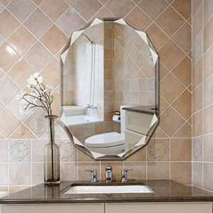 snugace single beveled edge frameless wall mount bathroom vanity mirror, 30” x 36”