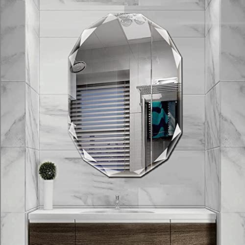 SNUGACE Single Beveled Edge Frameless Wall Mount Bathroom Vanity Mirror, 30” X 36”