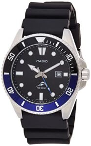 casio men's stainless steel quartz sport watch with resin strap, black, 26 (model: mdv106b-1a1v)