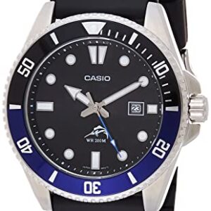 Casio Men's Stainless Steel Quartz Sport Watch with Resin Strap, Black, 26 (Model: MDV106B-1A1V)