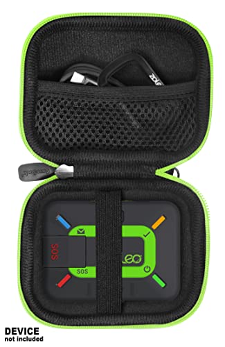 CaseSack case for ZOLEO Satellite Communicator, Black with Green Zip to Match ZOLEO, mesh Accessory Pocket (Black with Green Zip)