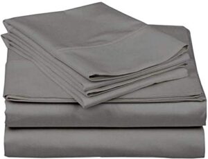 sleeper sofa bed sheet set - queen dark grey solid sofa bed sheets - 100% cotton 400 thread count sofa sheets - sleeper sofa 4 pc's sheet set - sleeper sofa sheets - fits mattresses up to 6" drop