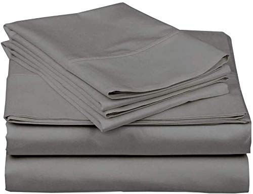 Sleeper Sofa Bed Sheet Set - Queen Dark Grey Solid Sofa Bed Sheets - 100% Cotton 400 Thread Count Sofa Sheets - Sleeper Sofa 4 PC's Sheet Set - Sleeper Sofa Sheets - Fits Mattresses Up to 6" Drop