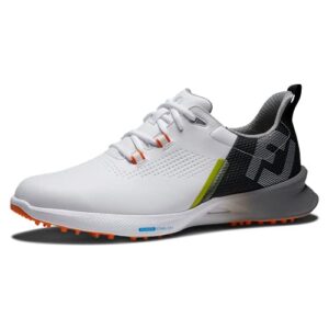 footjoy men's fj fuel golf shoe, white/black/orange, 9.5
