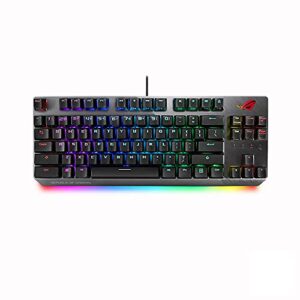 asus rog strix scope nx tkl | 80% gaming mechanical keyboard, rog nx red linear switches, detachable cable, stealth key, aura sync, programmable macros, aluminum top