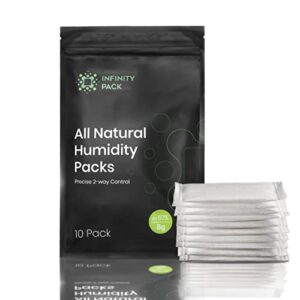 infinity pack 62% rh 8 g humidity packs (10 pcs) - natural plant based solution for storing up to 28 g herbs - 2 way humidification - patented moisture control technology - with resealable bag