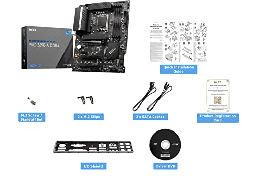 MSI PRO Z690-A DDR4 ProSeries Motherboard (ATX, 12th Gen Intel Core, LGA 1700 Socket, DDR4, PCIe 4, CFX, M.2 Slots)