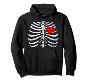 skeleton heart rib cage x-ray funny halloween pullover hoodie