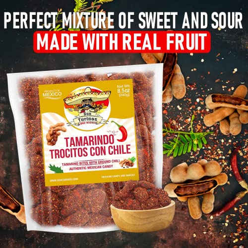 Tamarindo De Frutas Con Chile, Authentic Mexican Tamarind Candy with Chili, Sweet, Tangy and Spicy. Dulce De Tamarindo 8.5 oz. Bag by Don Turinos