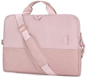bagsmart laptop bag for women, 15.6 inch laptop case,slim computer bag,15 inch messenger shoulder bag, laptop briefcase for business office travel, light pink