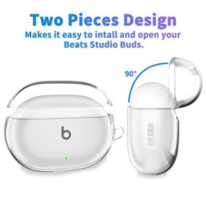 Valkit Compatible with Beats Studio Buds/Buds + Case Cover, Clear Soft TPU Protective Cover with Keychain for Women Men Shockproof Skin Case for Beats Studio Buds 2021/Beats Studio Buds + 2023