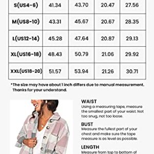 PRETTYGARDEN Women's 2023 Fall Clothes Plaid Shacket Jacket Long Sleeve Button Down Flannel Shirts Fashion Blouse(Pink,Medium)