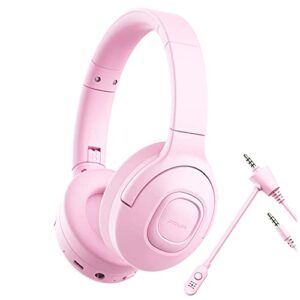 e5 kids wireless headphones with microphone, bluetooth 5.0 over ear wireless kids headphones with volume control 85db/93db, 40h playtime,sharing function,for school/ipad/tablet/boys/girls (pink)