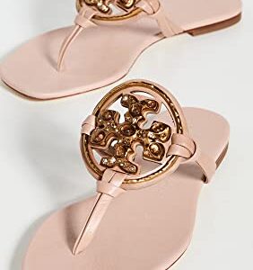 Tory Burch Women's Jeweled Miller Sandals, Meadowsweet, Pink, 8 Medium US