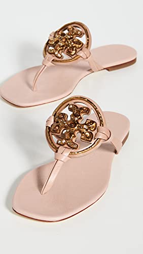 Tory Burch Women's Jeweled Miller Sandals, Meadowsweet, Pink, 8 Medium US