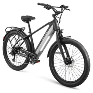 Schwinn Coston DX Adult Electric Hybrid Bike, Large/X-Large Step-Over Frame,7-Speed, 27.5 Inch Wheels, 20-Inch Aluminum Frame, Matte Black