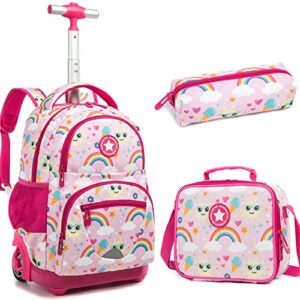 mohco rolling backpack 16 inch kids wheeled school backpack set for boys and girls