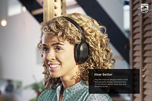 PHILIPS Active Noise Cancelling Headphones Wireless Bluetooth H6506 Flat Folding Lightweight Over Ear Wireless Headphones w/Multipoint Bluetooth Connection 30h Playtime with Deep Bass for Home/Office