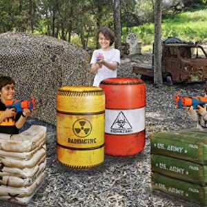 Pack of 4 Combat Battlefield Inflatables + Pack of 2 Barrels Inflatable Compatible with Nerf. Laser Tag Warzone