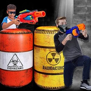 Pack of 4 Combat Battlefield Inflatables + Pack of 2 Barrels Inflatable Compatible with Nerf. Laser Tag Warzone