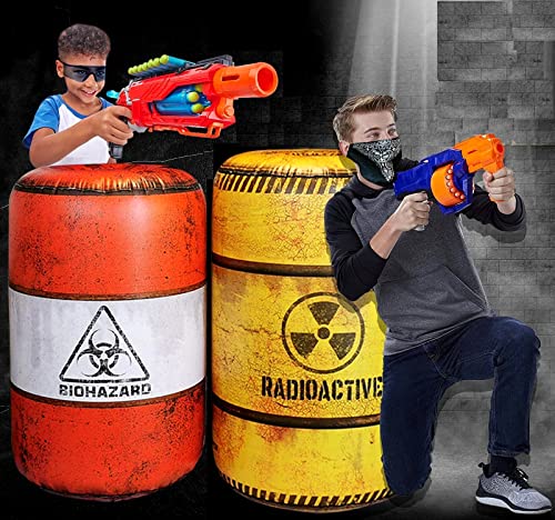 Pack of 4 Combat Battlefield Inflatables + Pack of 2 Barrels Inflatable Compatible with Nerf. Laser Tag Warzone