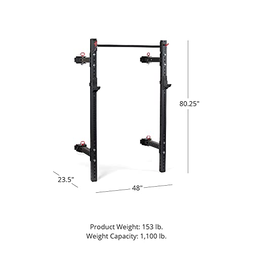 Titan Fitness X-3 Series 80-inch Wall Mounted Folding Power Rack, Space Savings Rack, Folds up to 5-inches from the Wall