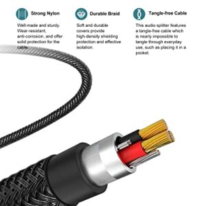 SOLMIMI Headphone Splitter 3.5mm 4-Pole Male to Two TRRS Female Adapter Suitable for Two Audio and Microphone Headsets, Compatible with PC, Laptop, Android, Windows, Smartphones