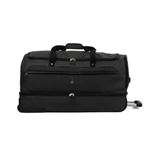 travelpro roadtrip 30" drop-bottom wheels rolling duffel bag luggage 3 large packing cubes included men, women, ash black, inch