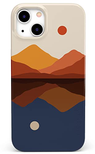 Casely Case Compatible with iPhone 13 Mini | Opposites Attract | Day & Night Colorblock Mountain Case