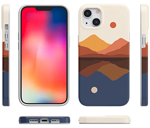 Casely Case Compatible with iPhone 13 Mini | Opposites Attract | Day & Night Colorblock Mountain Case