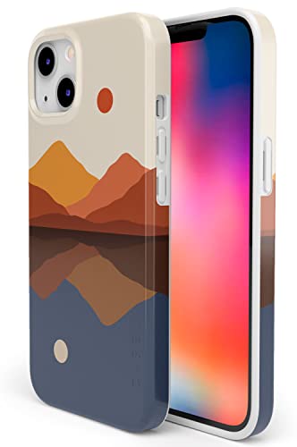 Casely Case Compatible with iPhone 13 Mini | Opposites Attract | Day & Night Colorblock Mountain Case