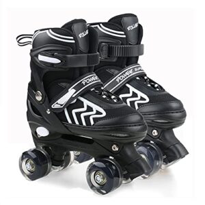 kids roller skates for boys and girls, women and men, 4 size adjustable quad skates for youth adult medium size