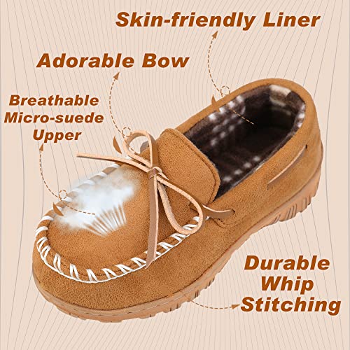 NCCB Boys Slippers Girls Slippers Moccasin Memory Foam Winter Nonslip Indoor Outdoor Slippers Beige 1