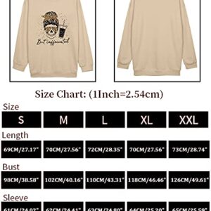 MOUSYA Halloween Skeleton Sweatshirt Women Skull Shirt Funny Coffee Skeleton Hoodie Fall Long Sleeve Pullover Tops