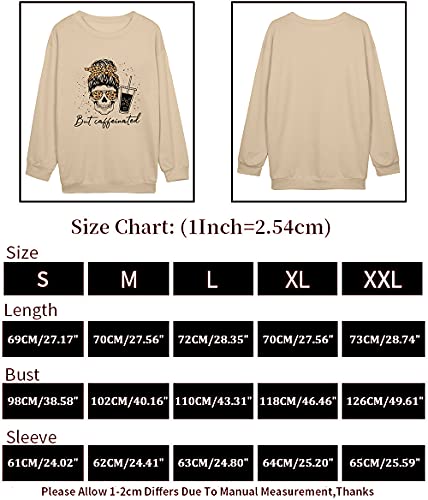 MOUSYA Halloween Skeleton Sweatshirt Women Skull Shirt Funny Coffee Skeleton Hoodie Fall Long Sleeve Pullover Tops